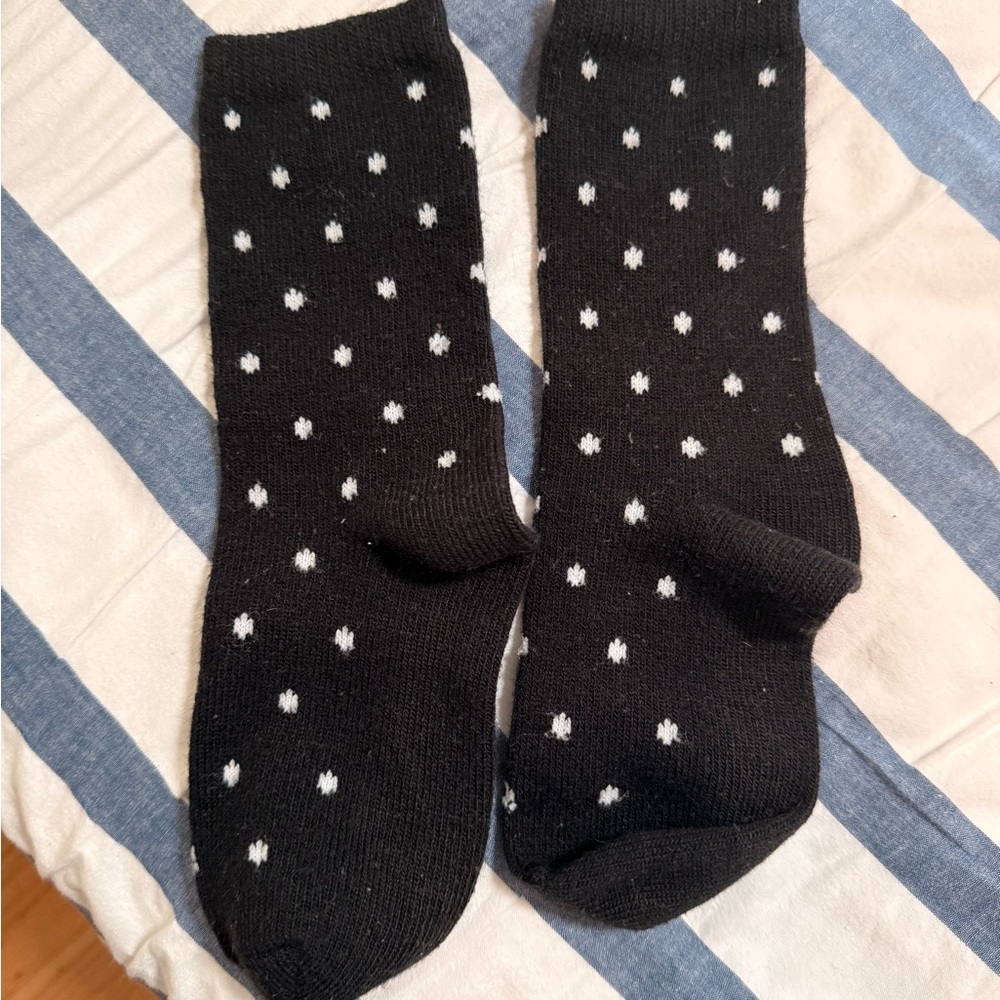 Uniqlo Heattech Black and White Polka Dot Socks